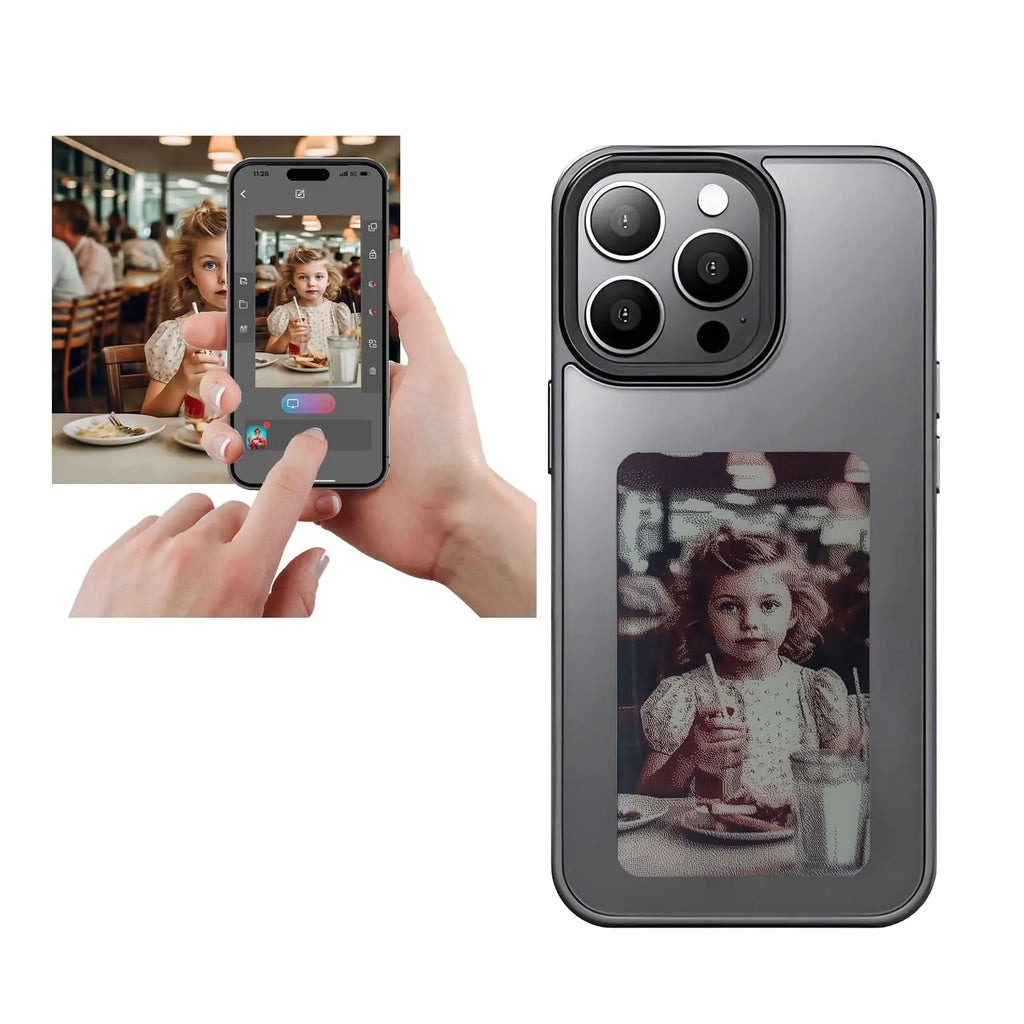 DIY E-Ink Phone Case for iphone14 PRO 𝐀𝐏𝐏 Operation Smart Photo Rear Projection Customiza Phone Case Instantly Display Photos On The Ink Screen Back Cover Personalize Your Phone case